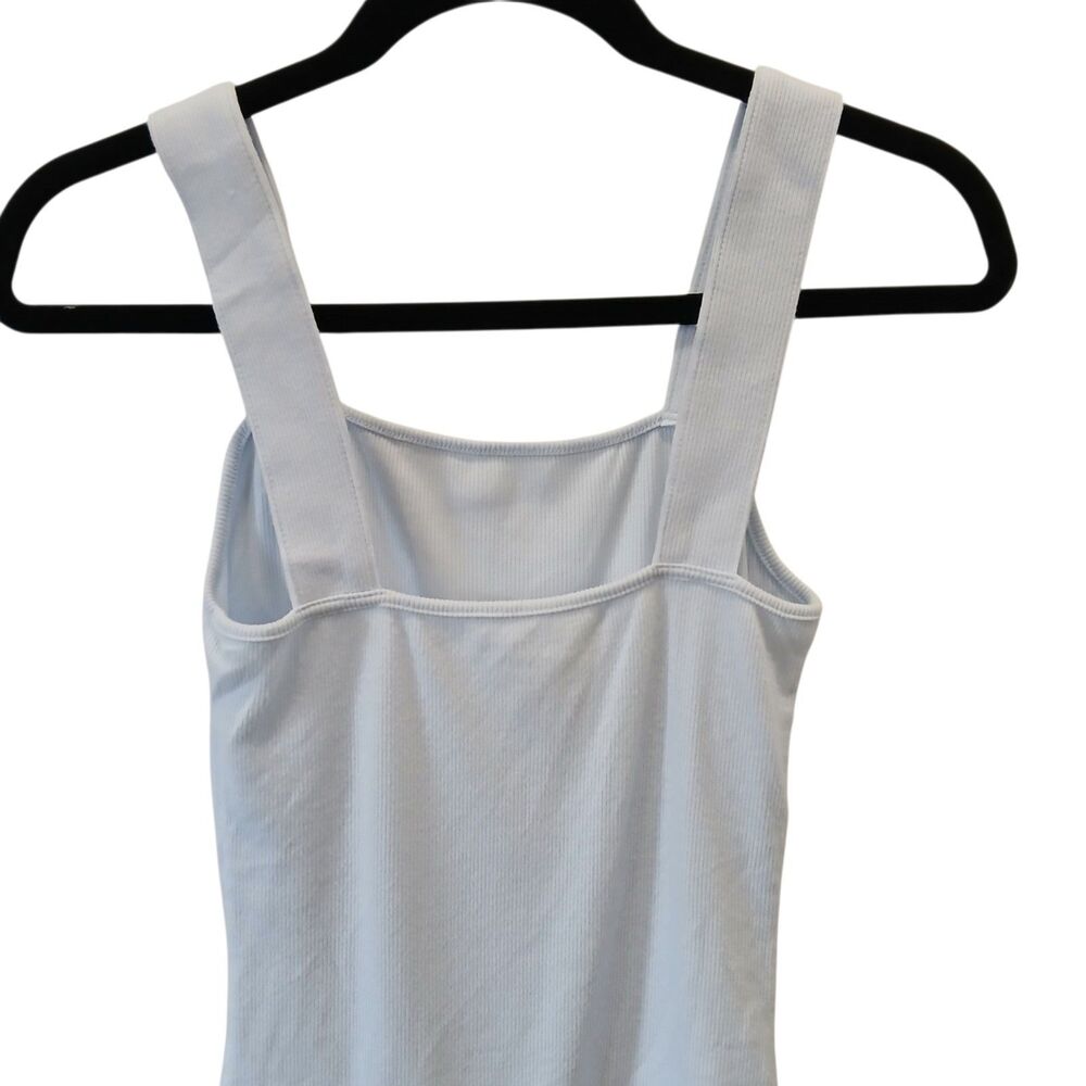 American Eagle Blue Bodysuit Womens Sz Medium Super Seamless Square Neck Ribbed - Picture 5 of 8